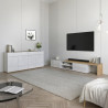 Meuble TV extensible 183/310 cm blanc/chêne wotan Grana