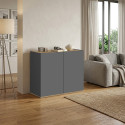 Buffet/bahut moderne 2 portes anthracite mat/ch&ecirc;ne wotan Grana
