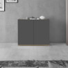 Buffet/bahut moderne 2 portes anthracite mat/chêne wotan Grana