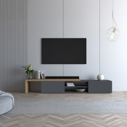 Meuble TV extensible 183/310 cm anthracite mat/chêne wotan Grana