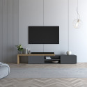 Meuble TV extensible 183/310 cm anthracite mat/ch&ecirc;ne wotan Grana
