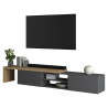 Meuble TV extensible 183/310 cm anthracite mat/chêne wotan Grana