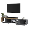 Meuble TV extensible 183/310 cm anthracite mat/chêne wotan Grana