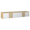 Meuble TV moderne 220 cm blanc brillant/chêne chopin Ormel