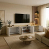 Meuble TV moderne 220 cm blanc brillant/chêne chopin Ormel