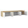Meuble TV moderne 220 cm blanc brillant/chêne chopin Ormel