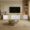 Meuble TV moderne 220 cm blanc brillant/chêne chopin Ormel