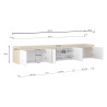 Meuble TV moderne 220 cm blanc brillant/chêne chopin Ormel