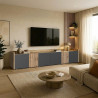 Meuble TV moderne 220 cm anthracite mat/chêne wotan Ormel