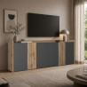 Buffet/bahut moderne 220 cm anthracite mat/chêne wotan Ormel