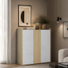 Buffet haut moderne blanc brillant/chêne chopin Ormel