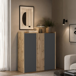 Buffet haut moderne anthracite mat/chêne wotan Ormel