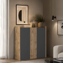 Buffet haut moderne anthracite mat/ch&ecirc;ne wotan Ormel