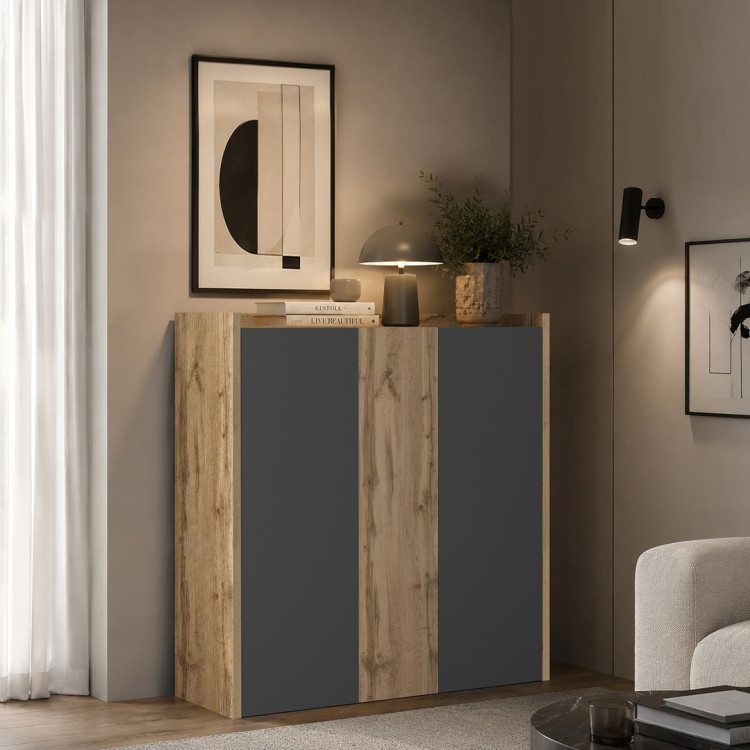 Buffet haut moderne anthracite mat/chêne wotan Ormel