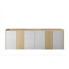 Buffet/bahut moderne 220 cm blanc brillant/chêne chopin Ormel