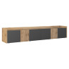 Meuble TV moderne 220 cm anthracite mat/chêne wotan Ormel