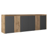 Buffet/bahut moderne 220 cm anthracite mat/chêne wotan Ormel