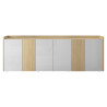 Buffet/bahut moderne 220 cm blanc brillant/chêne chopin Ormel