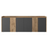 Buffet/bahut moderne 220 cm anthracite mat/chêne wotan Ormel