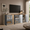Buffet/bahut moderne 220 cm anthracite mat/chêne wotan Ormel