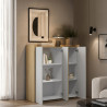 Buffet haut moderne blanc brillant/chêne chopin Ormel