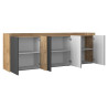 Buffet/bahut moderne 220 cm anthracite mat/chêne wotan Ormel