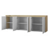 Buffet/bahut moderne 220 cm blanc brillant/chêne chopin Ormel