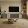 Meuble TV moderne 220 cm anthracite mat/chêne wotan Ormel
