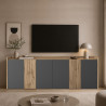 Buffet/bahut moderne 220 cm anthracite mat/chêne wotan Ormel