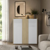 Buffet haut moderne blanc brillant/chêne chopin Ormel