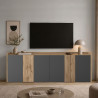 Buffet/bahut moderne 220 cm anthracite mat/chêne wotan Ormel