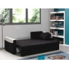 Canapé d'angle convertible réversible microfibre noire/PVC blanc Joachim