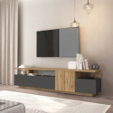 Meuble TV moderne 210 cm anthracite mat/ch&ecirc;ne wotan Sorvan