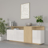 Buffet/bahut moderne 210 cm blanc brillant/chêne chopin Sorvan