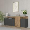 Buffet/bahut moderne 210 cm anthracite mat/ch&ecirc;ne wotan Sorvan