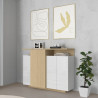 Buffet haut moderne 130 cm blanc brillant/chêne chopin Sorvan