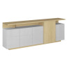 Buffet/bahut moderne 210 cm blanc brillant/chêne chopin Sorvan