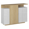 Buffet haut moderne 130 cm blanc brillant/chêne chopin Sorvan