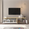 Meuble TV moderne 210 cm blanc brillant/chêne chopin Sorvan
