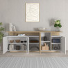 Buffet/bahut moderne 210 cm blanc brillant/chêne chopin Sorvan