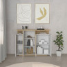 Buffet haut moderne 130 cm blanc brillant/chêne chopin Sorvan