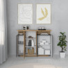 Buffet haut moderne 130 cm anthracite mat/chêne wotan Sorvan