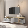Meuble TV moderne 210 cm blanc brillant/chêne chopin Sorvan