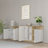 Buffet/bahut moderne 210 cm blanc brillant/chêne chopin Sorvan