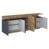 Buffet/bahut moderne 210 cm anthracite mat/chêne wotan Sorvan