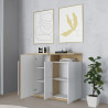 Buffet haut moderne 130 cm blanc brillant/chêne chopin Sorvan