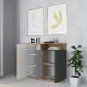 Buffet haut moderne 130 cm anthracite mat/chêne wotan Sorvan