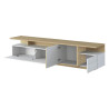 Meuble TV moderne 210 cm blanc brillant/chêne chopin Sorvan