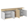 Buffet/bahut moderne 210 cm blanc brillant/chêne chopin Sorvan
