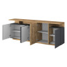 Buffet/bahut moderne 210 cm anthracite mat/chêne wotan Sorvan